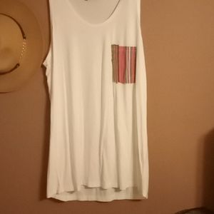 White tank with multi color pocket